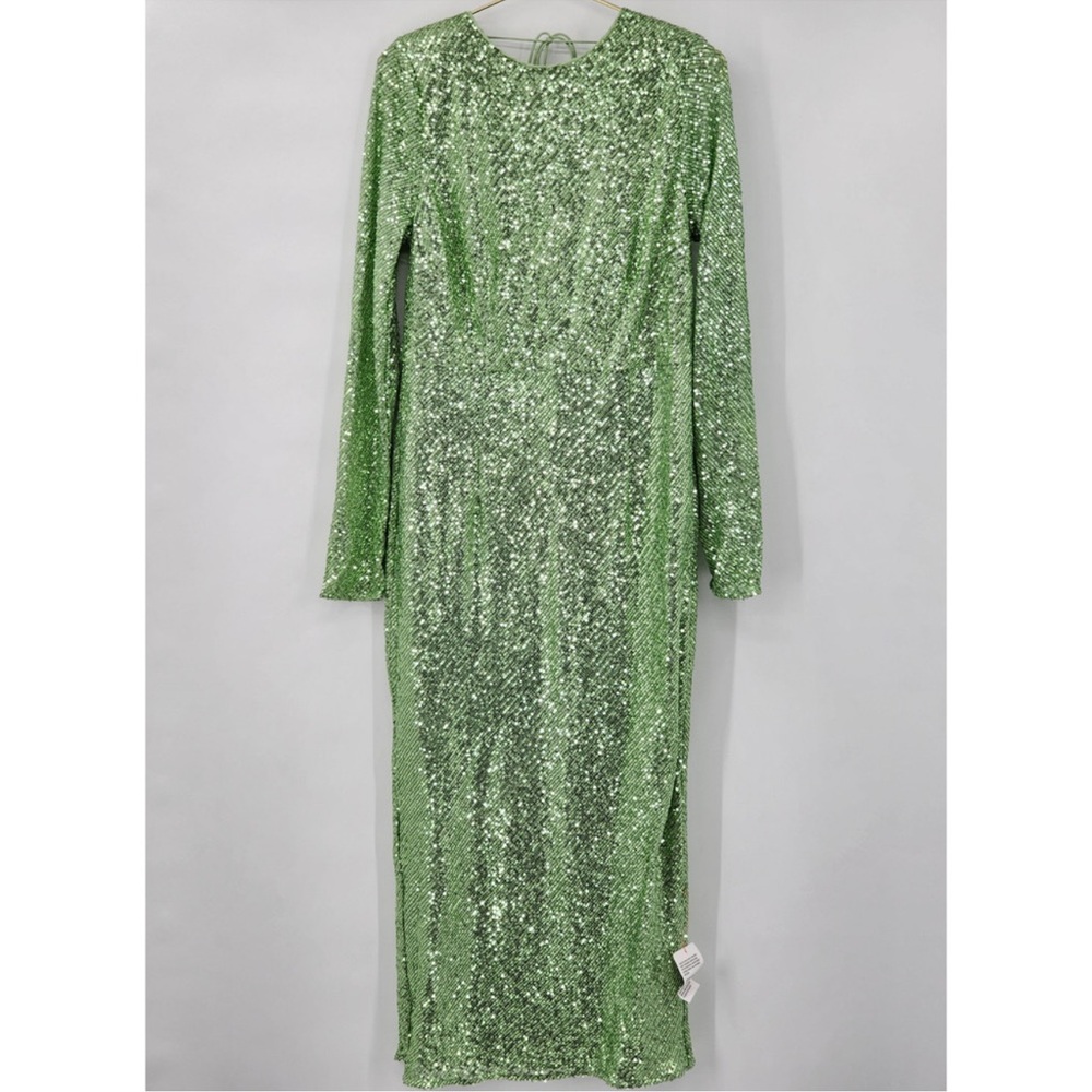ASOS DESIGN Tall embellished sequin pencil midi dress Green Size size US 12 - Picture 5 of 14